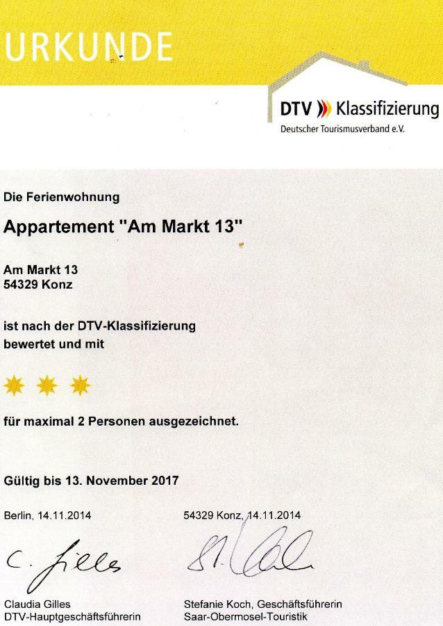 Apartment Am Markt 13 Konz Zewnętrze zdjęcie